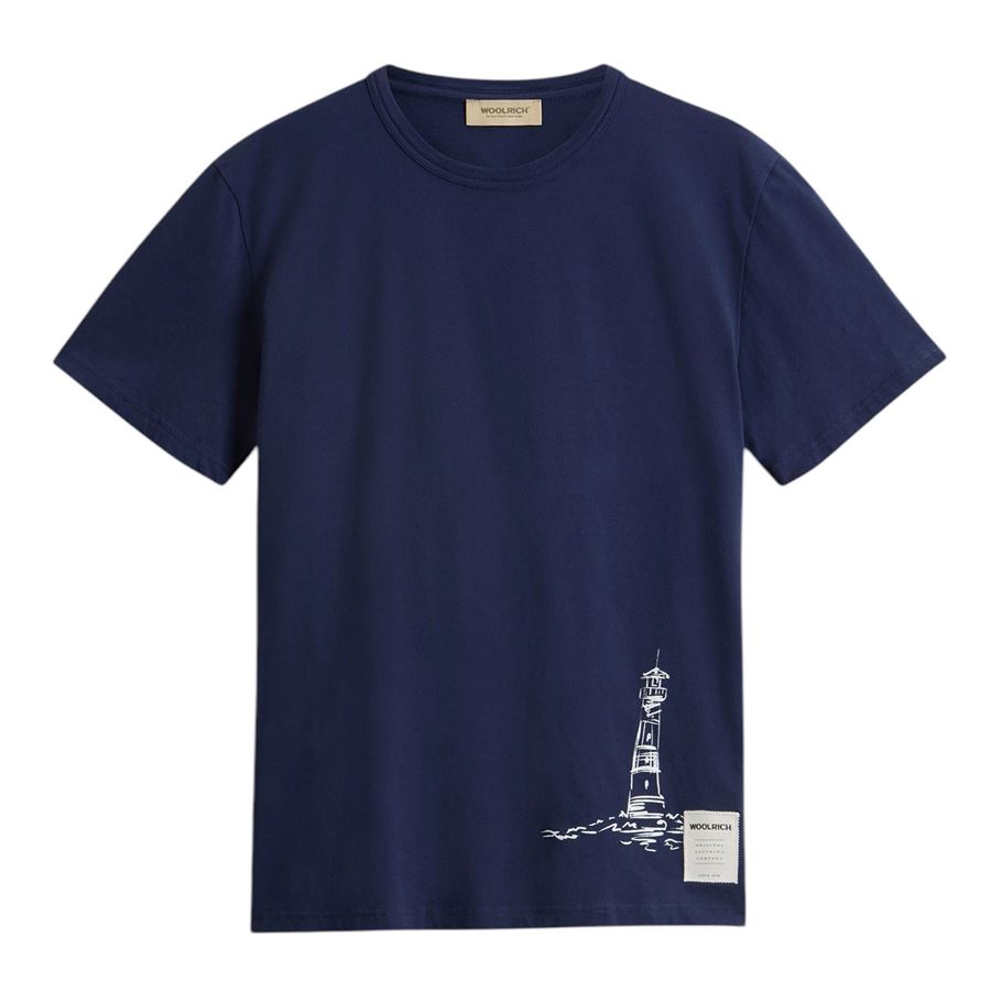 T-shirt maniche corte in puro cotone con stampa grafica da uomo Woolrich | CFWOTE01593827